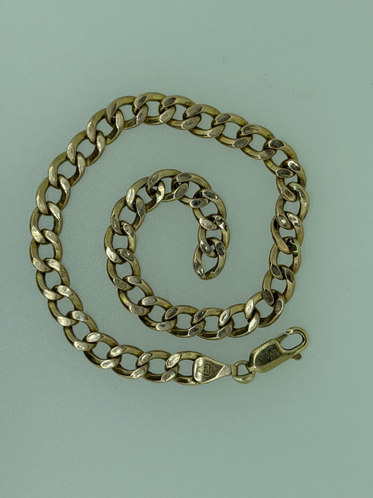 10k Yellow Gold 4.6 gram Custom Curb Chain Bracelet  8"