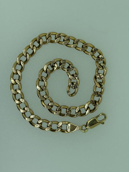 10k Yellow Gold 4.6 gram Custom Curb Chain Bracelet  8"