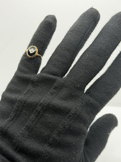 10k Oval Shaped Diamond Onyx Vintage Statement Ring Minimalist Signet Ring
