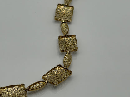 10k Two Tone Diamond Bracelet. Diamond Cut Design Tennis Bracelet 7"