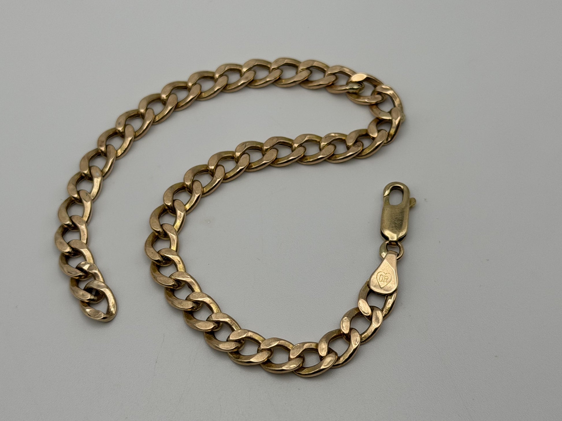 10k Yellow Gold 4.6 gram Custom Curb Chain Bracelet  8"