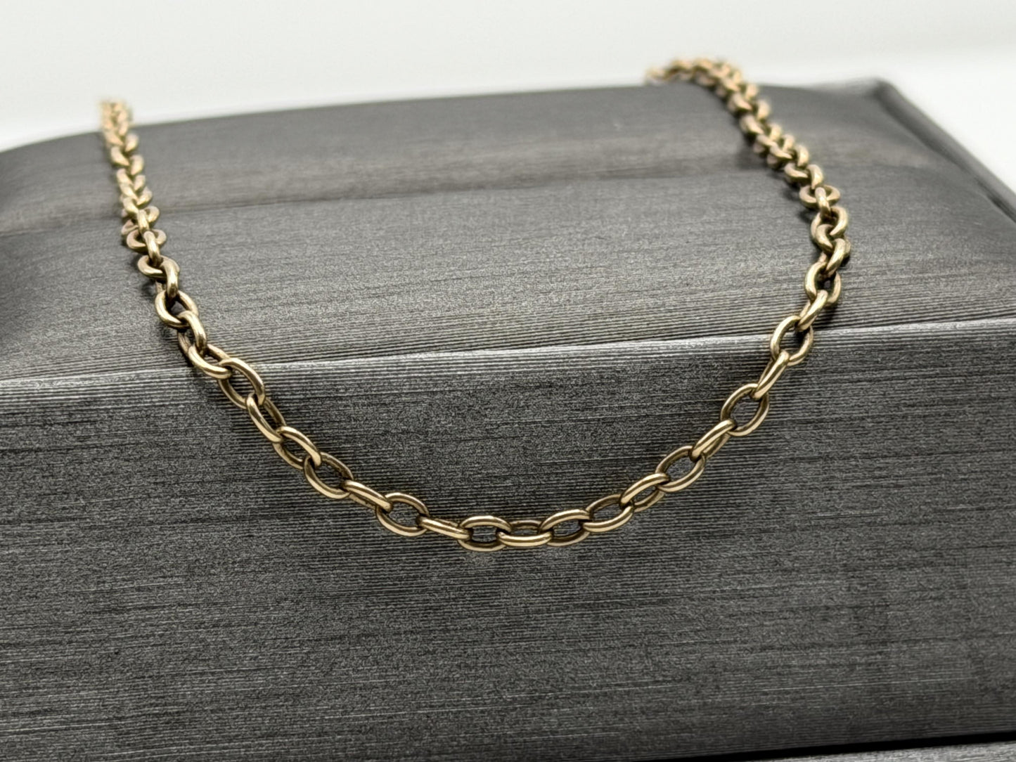 14k Round Chain Link Solid Gold Necklace 30" Double Choker
