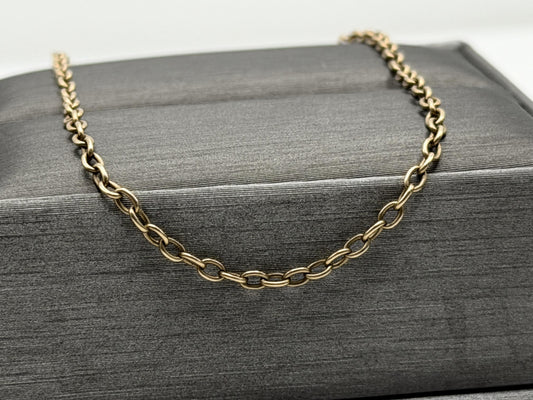 14k Round Chain Link Solid Gold Necklace 30" Double Choker