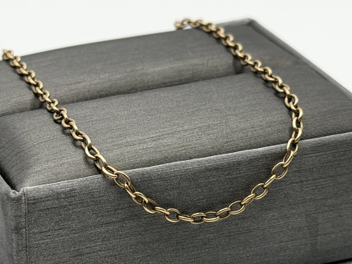 14k Round Chain Link Solid Gold Necklace 30" Double Choker