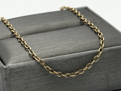 14k Round Chain Link Solid Gold Necklace 30" Double Choker