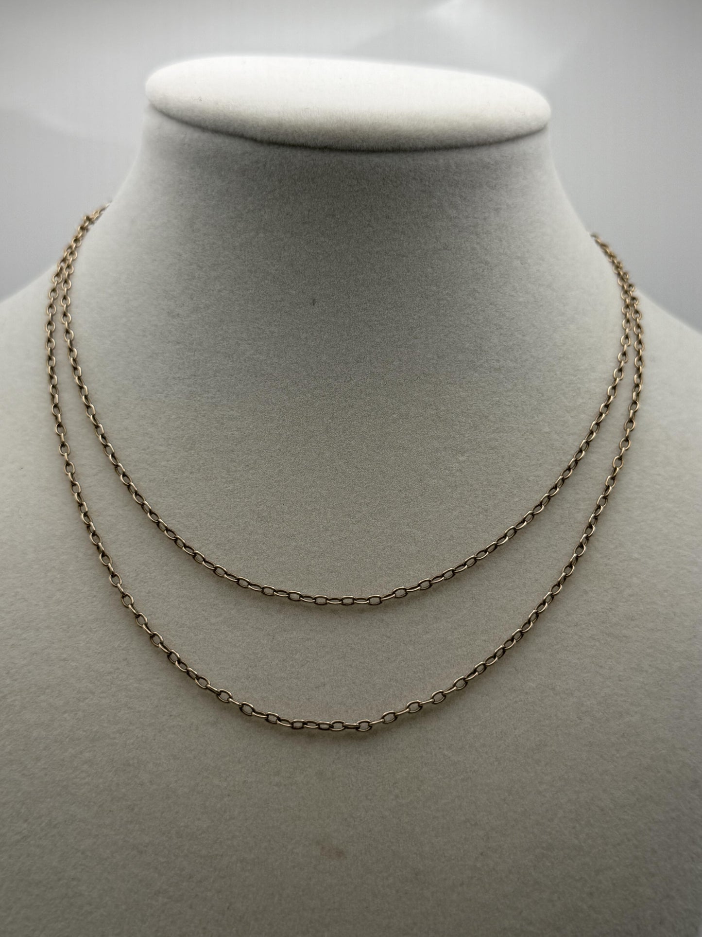 14k Round Chain Link Solid Gold Necklace 30" Double Choker