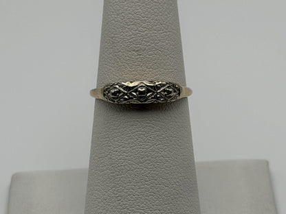 14k Two-Tone Vintage Wedding Ring. Art Deco Ring.