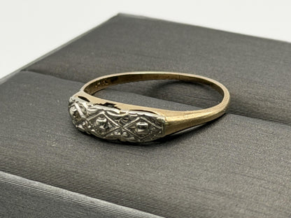 14k Two-Tone Vintage Wedding Ring. Art Deco Ring.