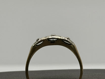 14k Two-Tone Vintage Wedding Ring. Art Deco Ring.