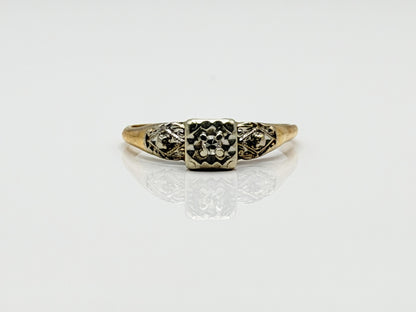 14k Two Tone Gold Vintage Diamond Engagement Wedding Ring Band