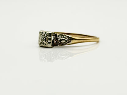 14k Two Tone Gold Vintage Diamond Engagement Wedding Ring Band