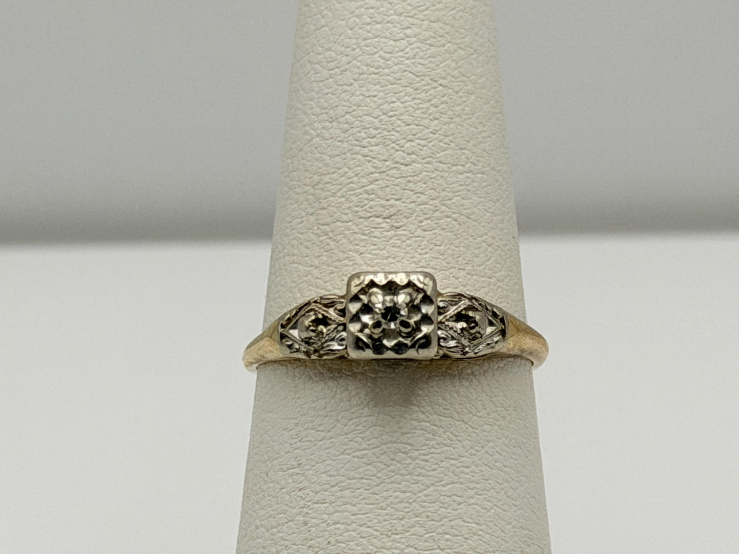 14k Two Tone Gold Vintage Diamond Engagement Wedding Ring Band