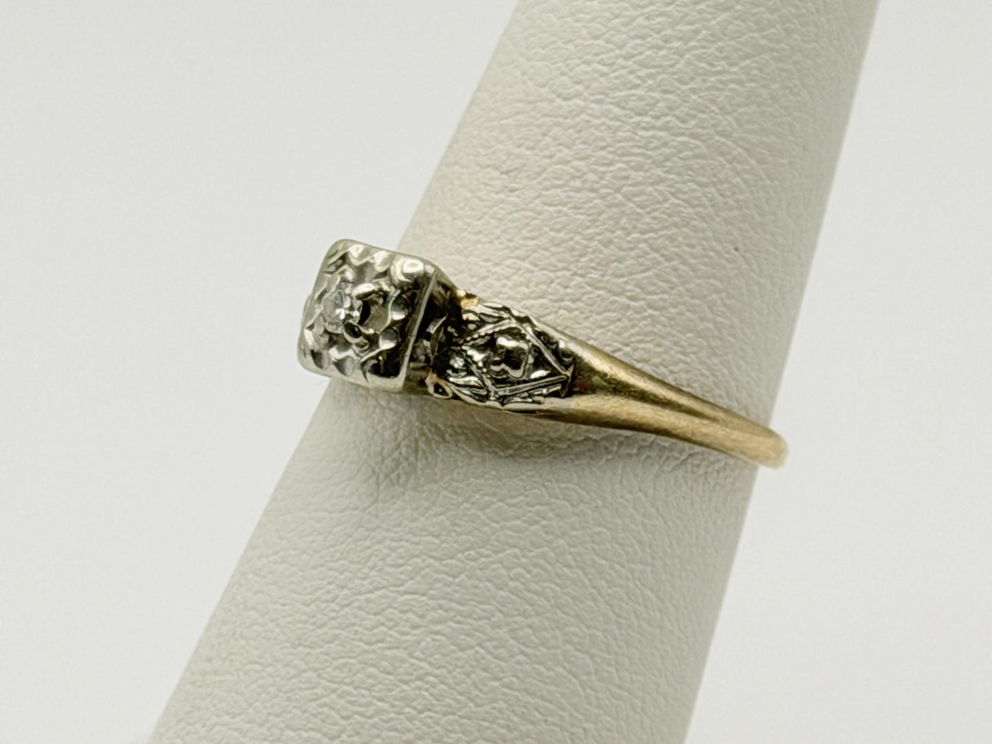 14k Two Tone Gold Vintage Diamond Engagement Wedding Ring Band