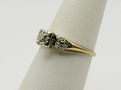 14k Two Tone Gold Vintage Diamond Engagement Wedding Ring Band
