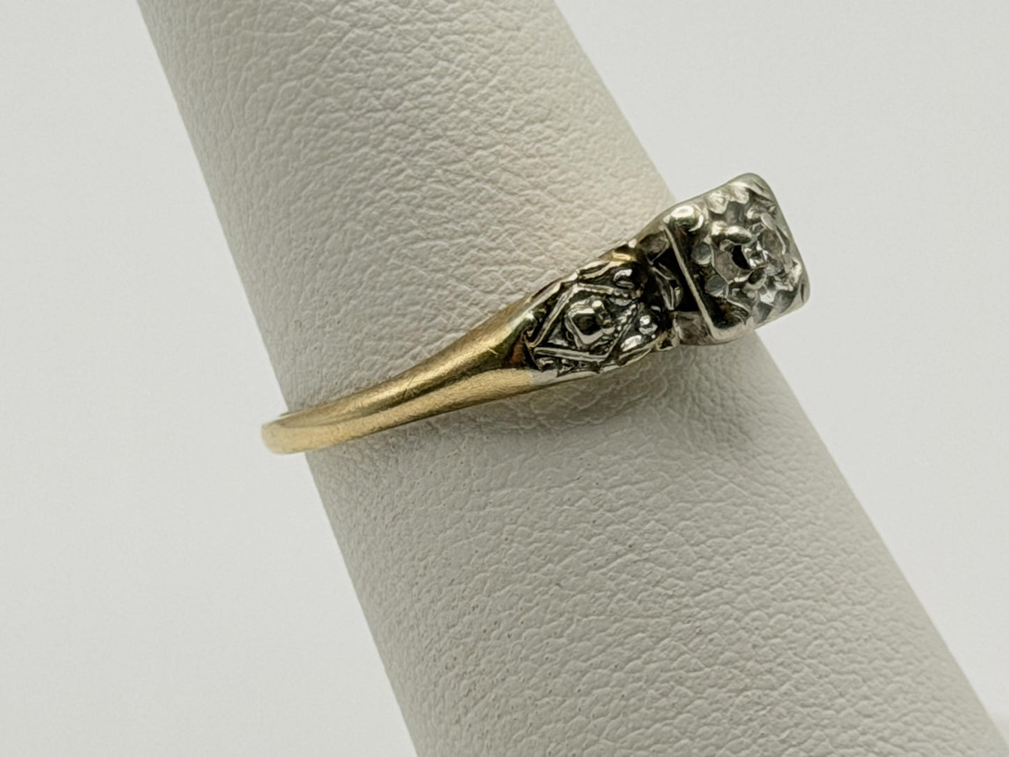 14k Two Tone Gold Vintage Diamond Engagement Wedding Ring Band