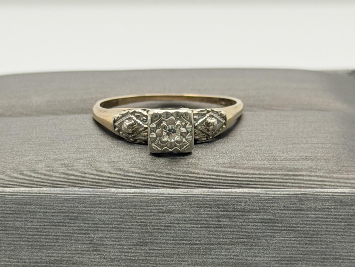 14k Two Tone Gold Vintage Diamond Engagement Wedding Ring Band