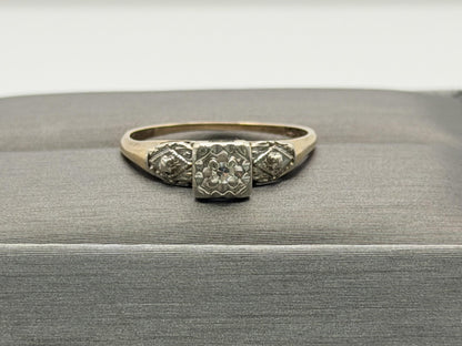 14k Two Tone Gold Vintage Diamond Engagement Wedding Ring Band