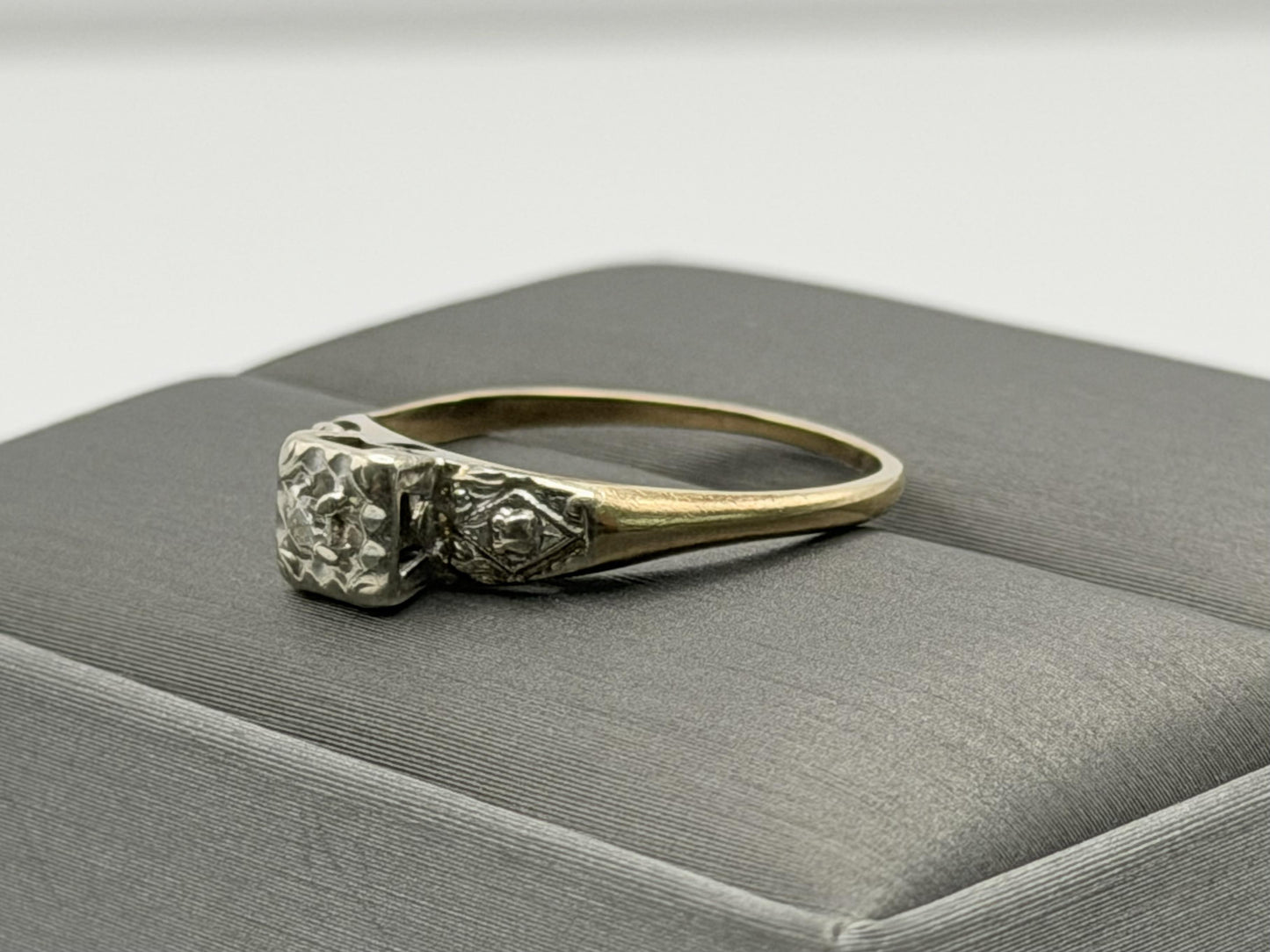14k Two Tone Gold Vintage Diamond Engagement Wedding Ring Band