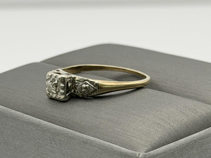 14k Two Tone Gold Vintage Diamond Engagement Wedding Ring Band