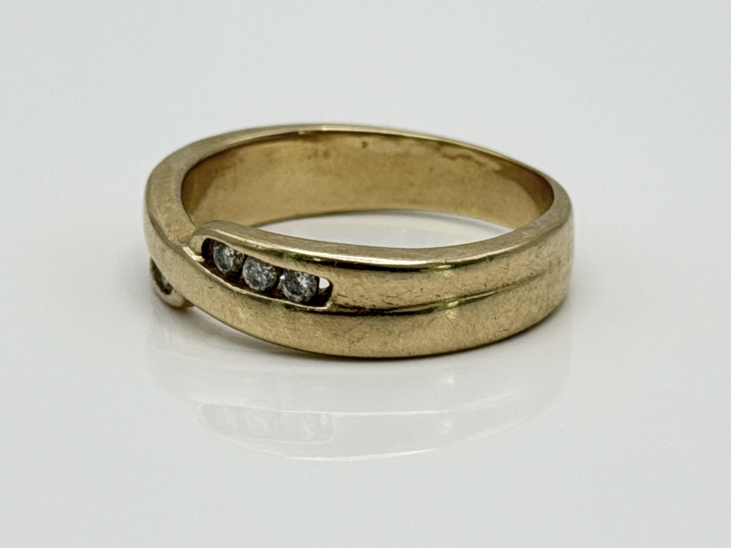 14k Yellow Gold Mens Diamond Ring. Wedding Ring. Anniversary Band Ring.