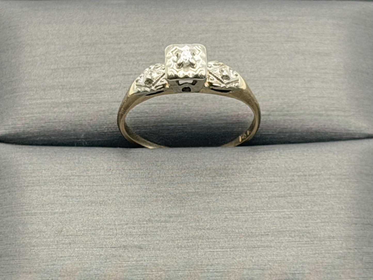 14k Two Tone Gold Vintage Diamond Engagement Wedding Ring Band