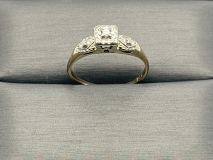 14k Two Tone Gold Vintage Diamond Engagement Wedding Ring Band