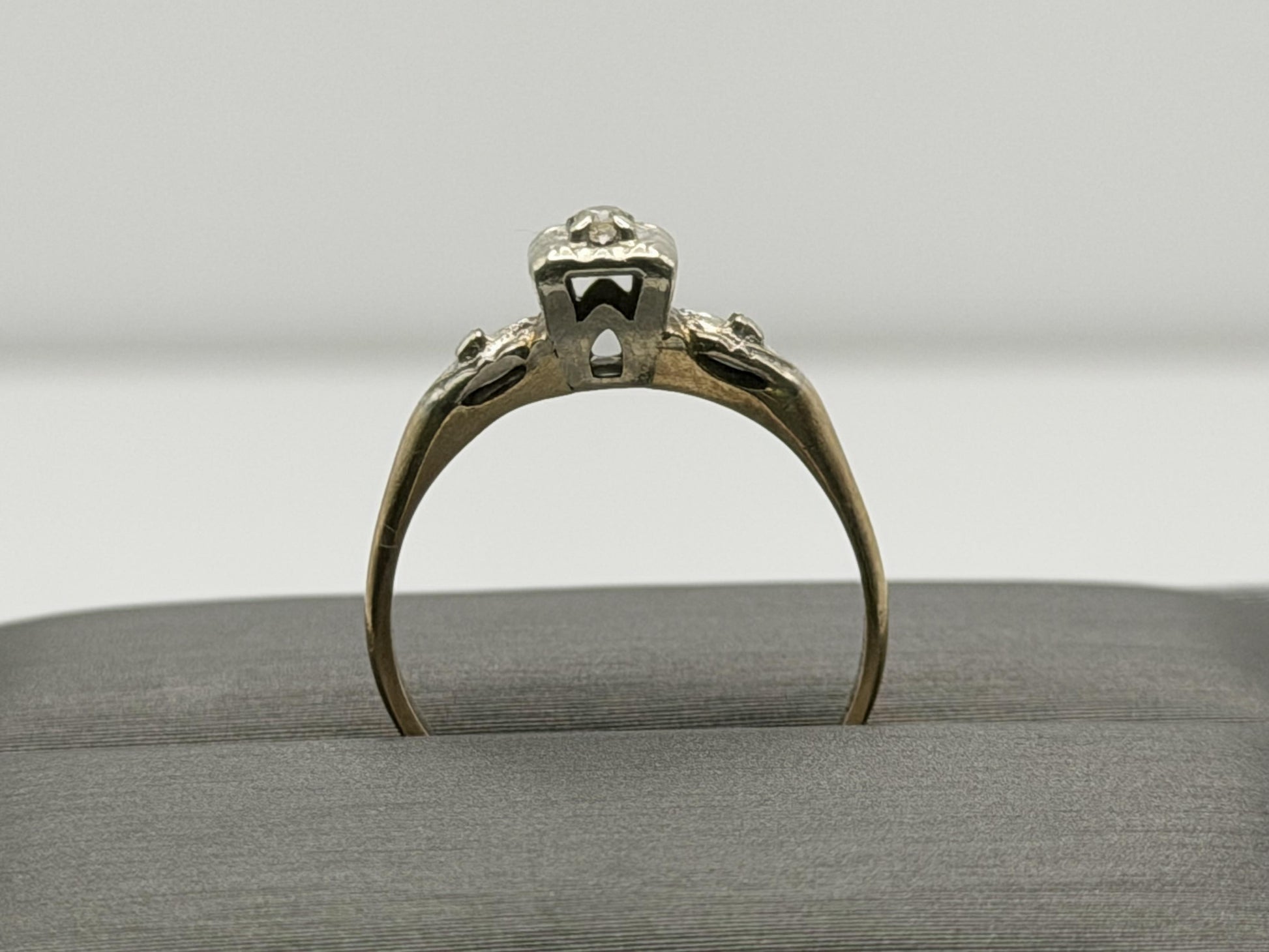 14k Two Tone Gold Vintage Diamond Engagement Wedding Ring Band