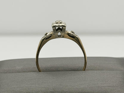 14k Two Tone Gold Vintage Diamond Engagement Wedding Ring Band
