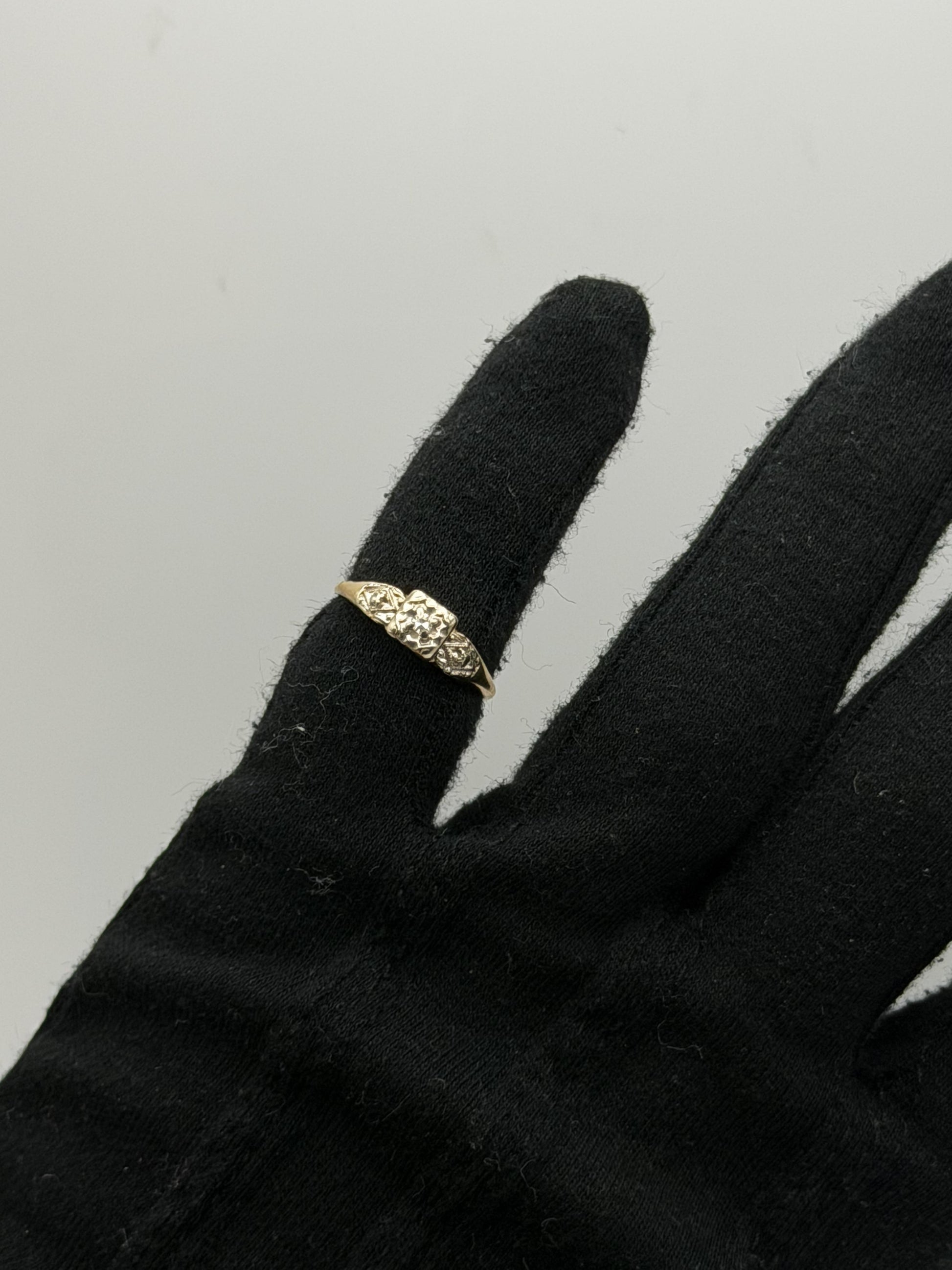 14k Two Tone Gold Vintage Diamond Engagement Wedding Ring Band