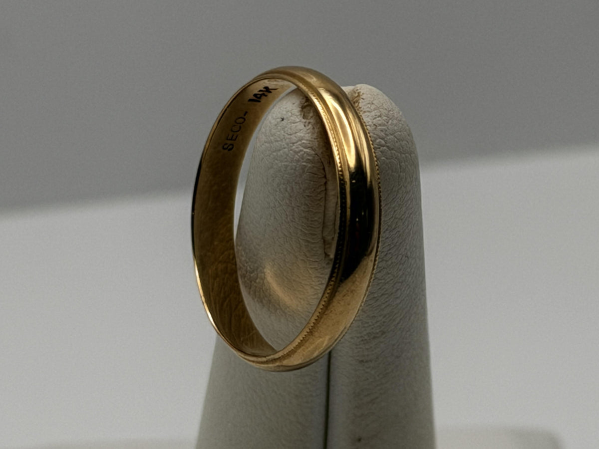 14k Yellow Gold Miligrain Comfort Fit Wedding Ring.