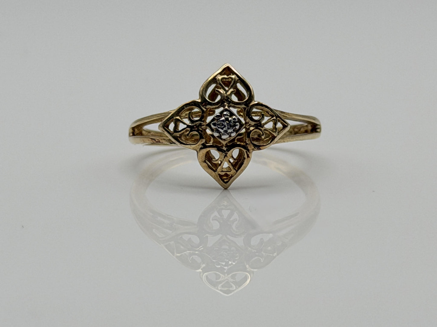 10k Diamond Filigree JCM Ring. Art Deco Ring. JCM Designer Ring.