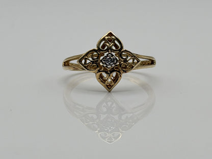 10k Diamond Filigree JCM Ring. Art Deco Ring. JCM Designer Ring.