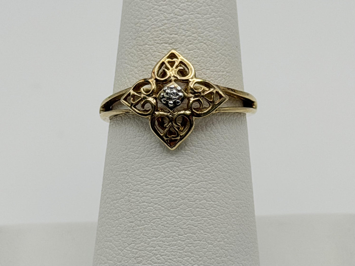10k Diamond Filigree JCM Ring. Art Deco Ring. JCM Designer Ring.