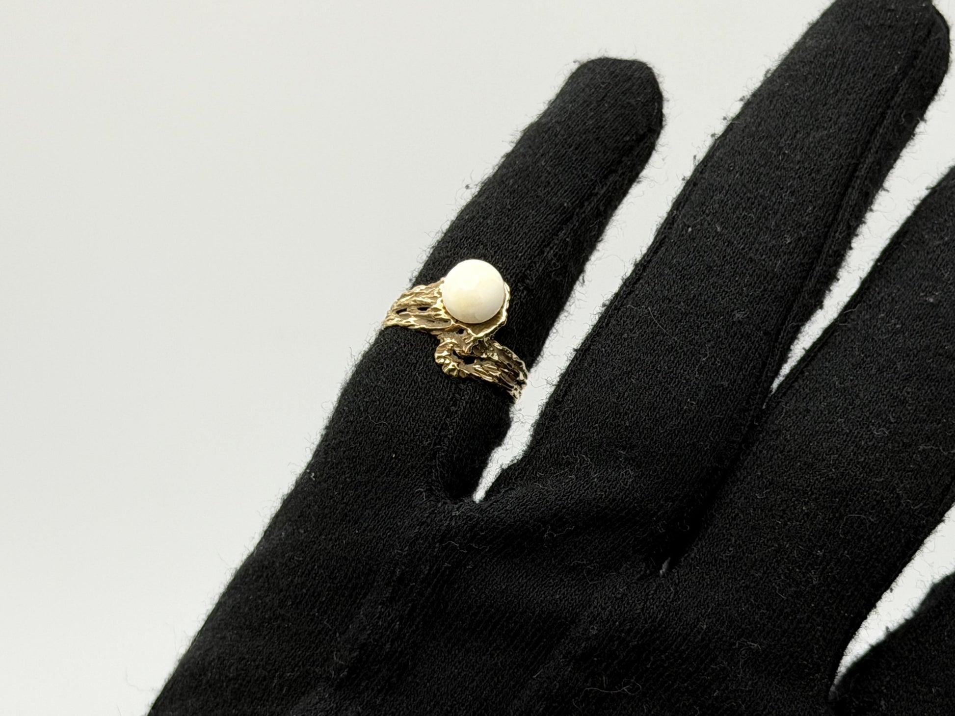 14k Yellow Gold Vintage Pearl Ring Cocktail Ring Statement Ring