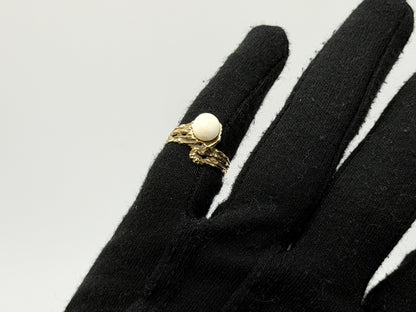 14k Yellow Gold Vintage Pearl Ring Cocktail Ring Statement Ring
