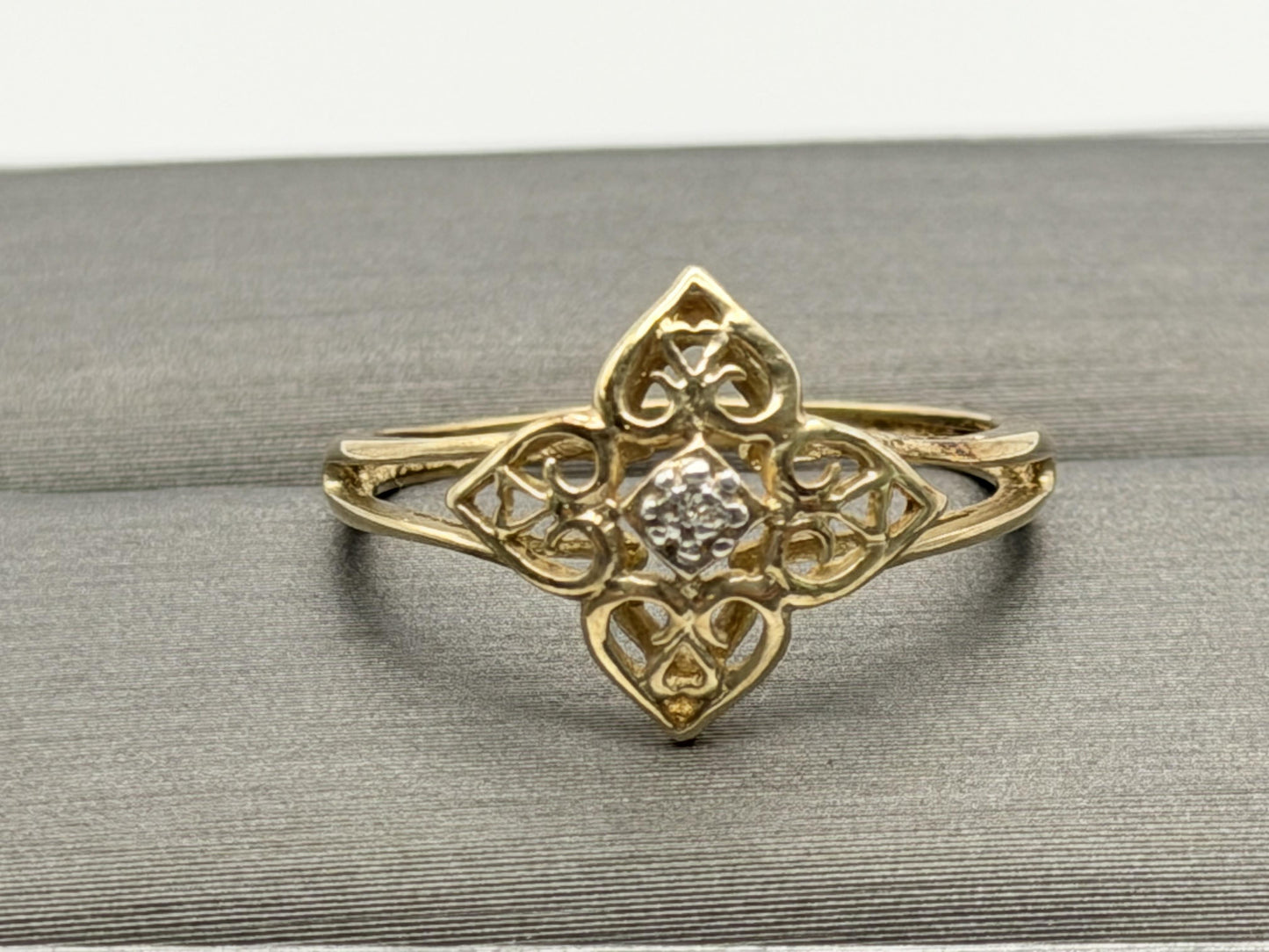 10k Diamond Filigree JCM Ring. Art Deco Ring. JCM Designer Ring.