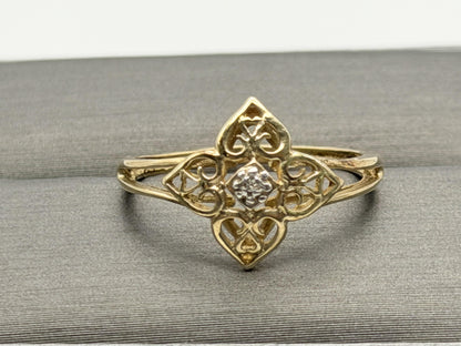 10k Diamond Filigree JCM Ring. Art Deco Ring. JCM Designer Ring.