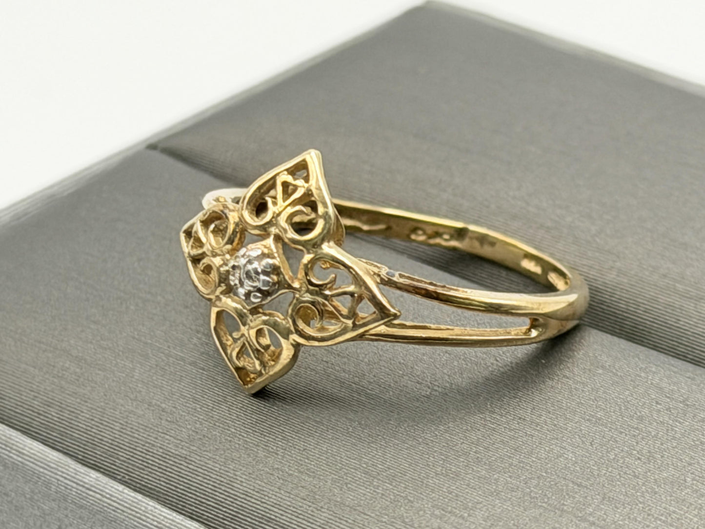 10k Diamond Filigree JCM Ring. Art Deco Ring. JCM Designer Ring.