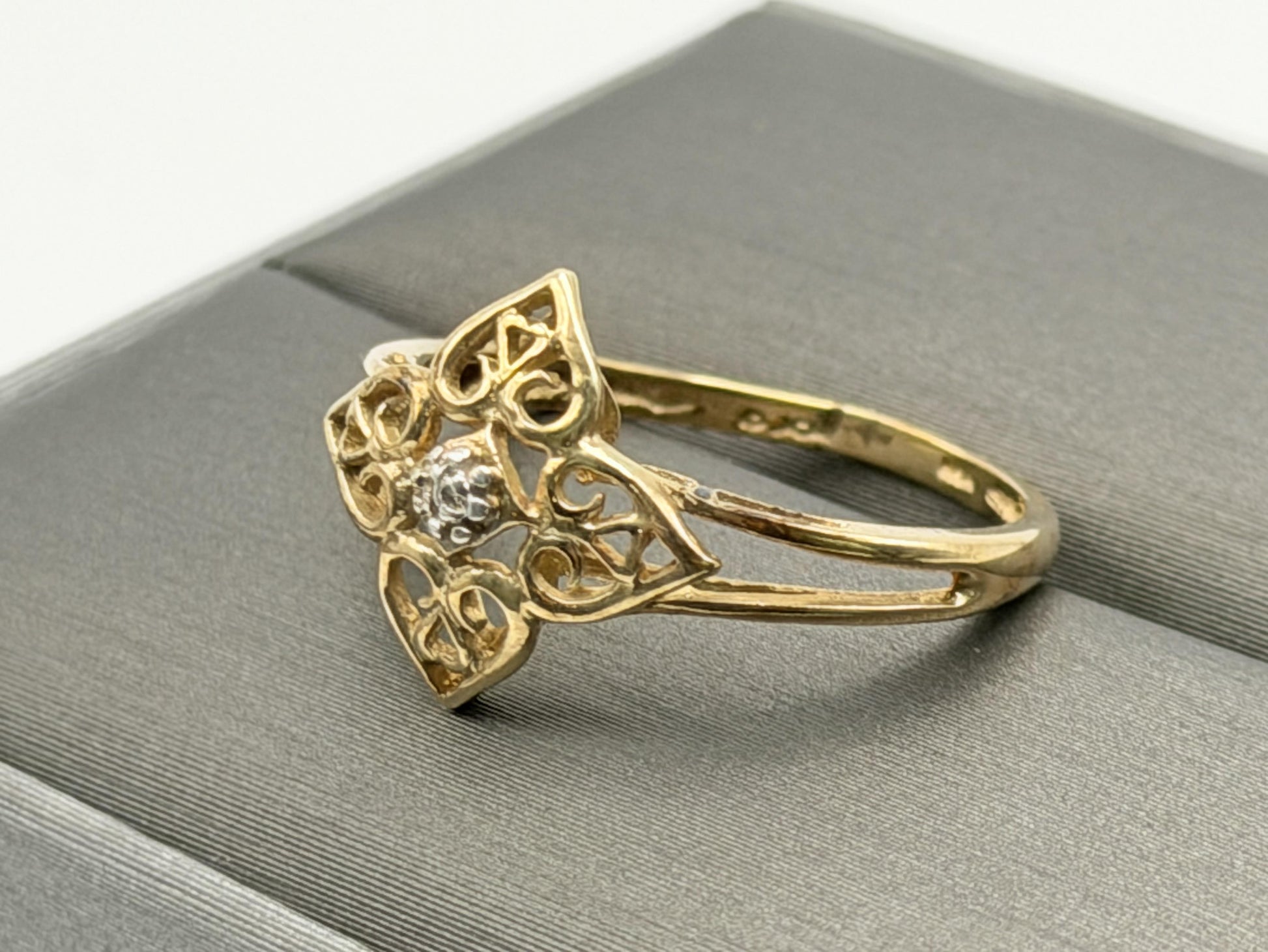 10k Diamond Filigree JCM Ring. Art Deco Ring. JCM Designer Ring.
