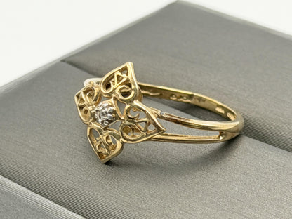10k Diamond Filigree JCM Ring. Art Deco Ring. JCM Designer Ring.