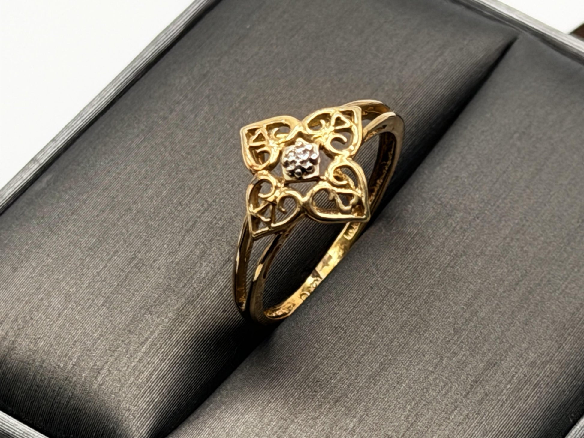 10k Diamond Filigree JCM Ring. Art Deco Ring. JCM Designer Ring.