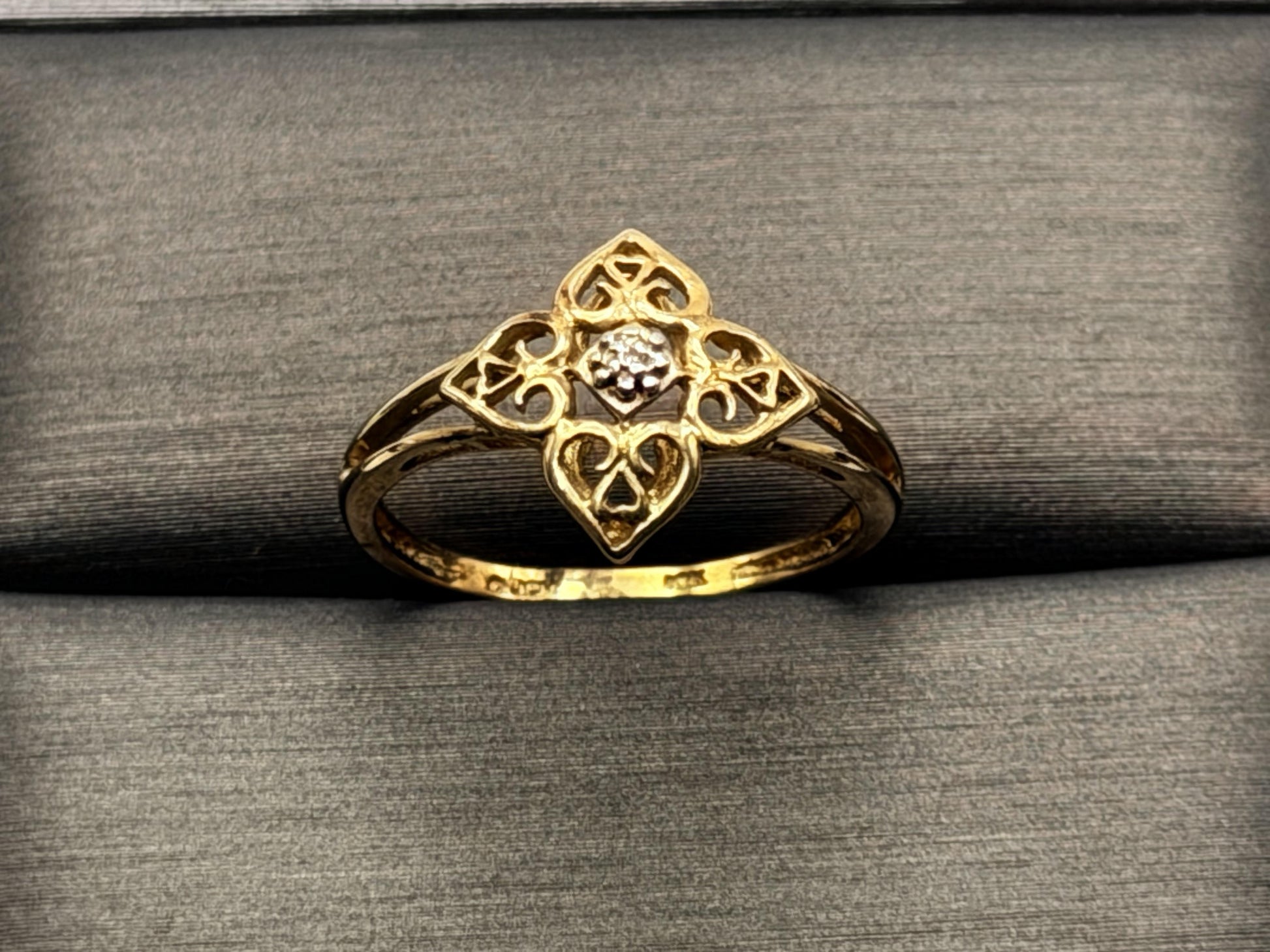 10k Diamond Filigree JCM Ring. Art Deco Ring. JCM Designer Ring.