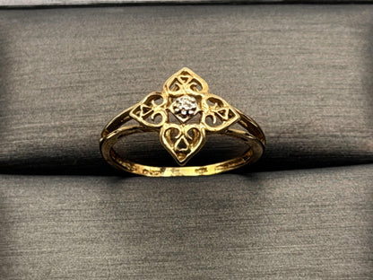 10k Diamond Filigree JCM Ring. Art Deco Ring. JCM Designer Ring.