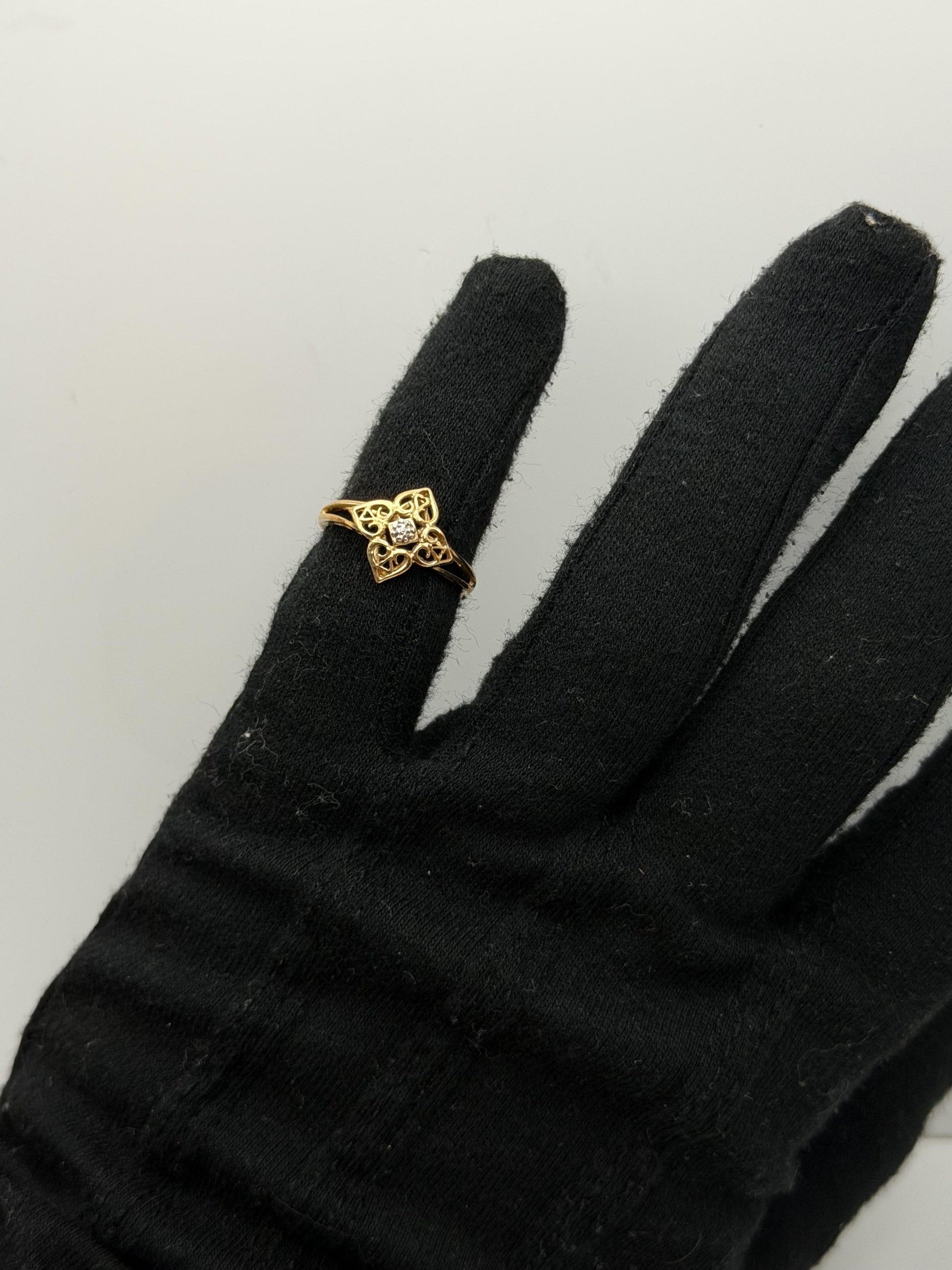10k Diamond Filigree JCM Ring. Art Deco Ring. JCM Designer Ring.