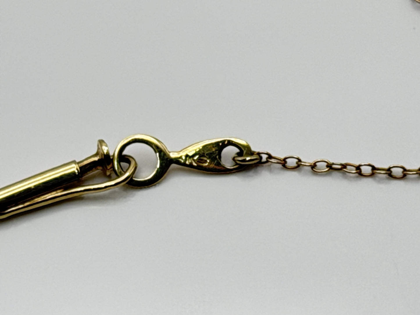 Antique Art Nouveau 14k Gold Seed Pearl Necklace. Victorian Floral Lavalier 14"