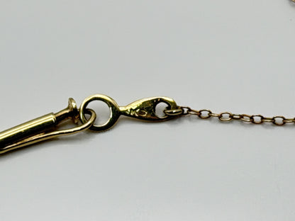 Antique Art Nouveau 14k Gold Seed Pearl Necklace. Victorian Floral Lavalier 14"