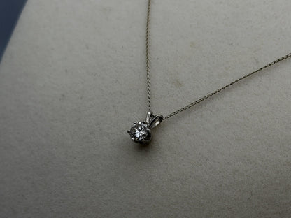 14k White Gold Solitaire 0.40ct  Diamond Necklace 20" Chain