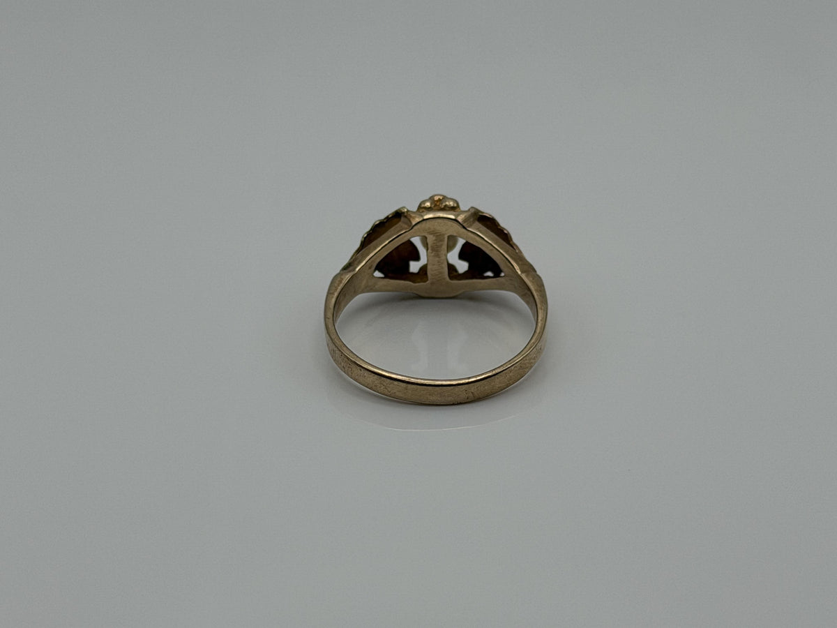 10k Black Hills Gold Tri-Colored Leaf Pearl Vine Ring Blacks Hills Trio BHG Band