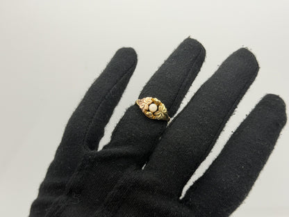 10k Black Hills Gold Tri-Colored Leaf Pearl Vine Ring Blacks Hills Trio BHG Band