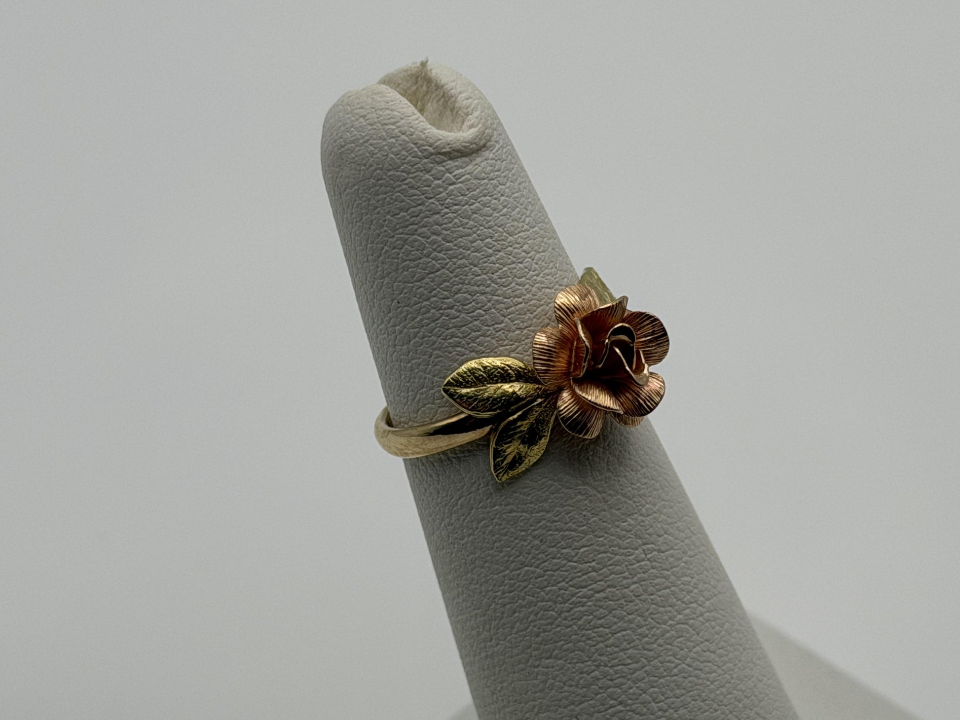 14k Two-Tone Gold Rose Ring Floral Flower Love Ring.